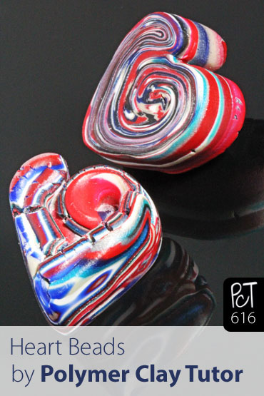 Scrap Polymer Clay Hear Shaped Beads Vid-616