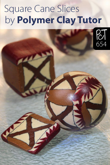 Square Cane Slices Round Polymer Beads Vid-654