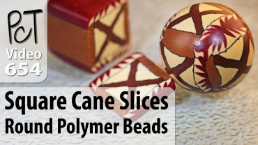 Square Cane Slices Round Polymer Beads Vid-654