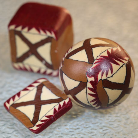 Square Cane Slices Round Polymer Beads Vid-654