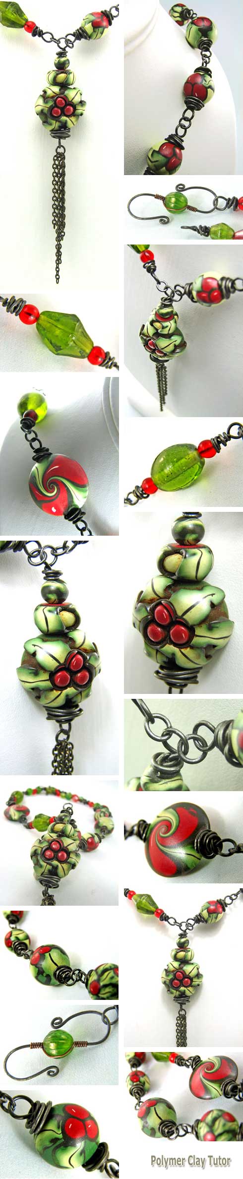 Holly Leaf Berry Christmas Necklace 2